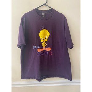 Vintage 1998 Warner Brothers-Tweety Bird- Sherry's Purple Women's Tshirt xl